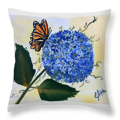 Butterfly Kisses Hydrangea  - Throw Pillow