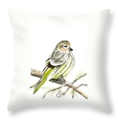 Pine Siskin Finch - Throw Pillow