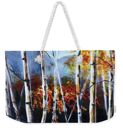 White Birch Tree Mountain Landscape - Weekender Tote Bag
