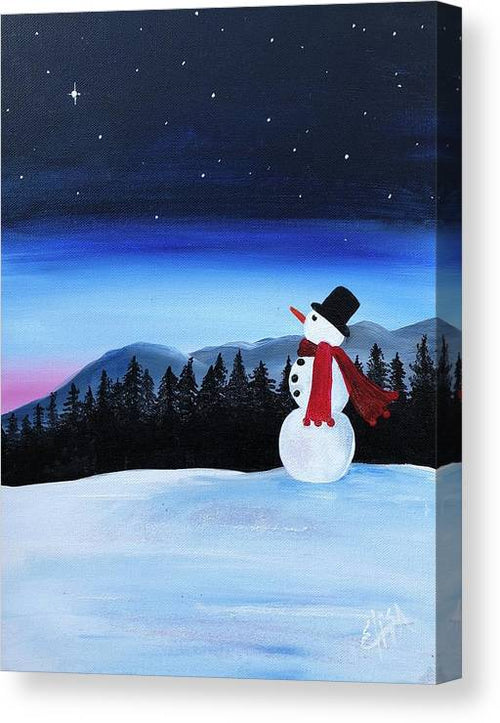 Winter wonderland snowman - Canvas Print